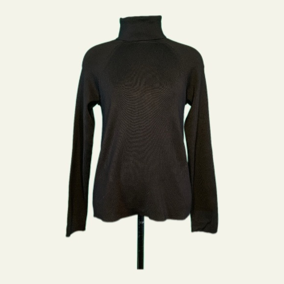 Sigrid Olsen VINTAGE Silk Blend Ribbed Turtleneck - Black Size Small - Luxury ♾️ - Picture 4 of 15